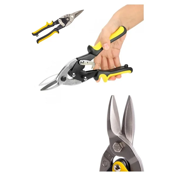 Depolife Saç Teneke Alüminyum Karton Kesme Makası Düz Çeneli Makas Düz Ağız Kaportacı Makası 250mm Gri - Görsel 9