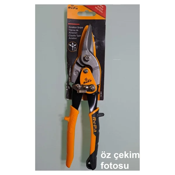 Depolife Saç Teneke Alüminyum Karton Kesme Makası Düz Çeneli Makas Düz Ağız Kaportacı Makası 250mm Gri - Görsel 2