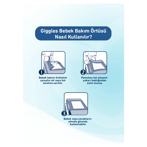 Giggles 60x60 Cm Bebek Bakım Örtüsü Alt Açma Bezi 10 Paket (100 Adet) Pamuksu Üst Yüzey İle Konforlu Kullanım - Görsel 4