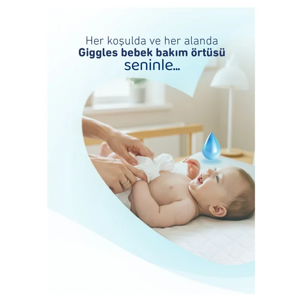 Giggles 60x60 Cm Bebek Bakım Örtüsü Alt Açma Bezi 10 Paket (100 Adet) Pamuksu Üst Yüzey İle Konforlu Kullanım - Görsel 5