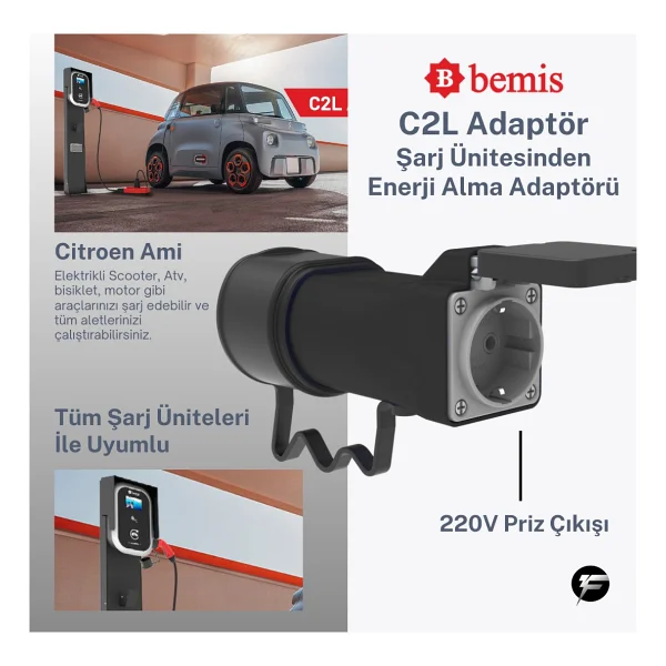 Bemis C2l Charger To Load Elektrikli Araç Şarj Uyumlu Kablosuz Adaptör 3.7 Kw - Görsel 6