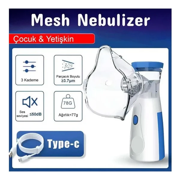 Life Net Medikal Taşınabilir Mesh Nebülizatör - Süper Sessiz, Yeni Nesil Yetişkin & Çocuk USB / Jsl-W302 - Görsel 3