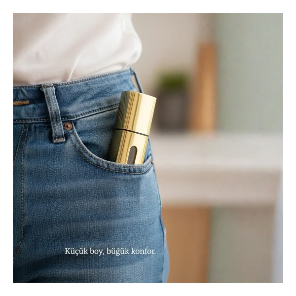 Elegancia Doldurulabilir Cep Parfüm Şişesi 5 Ml Gold Lüks Seyahat Boy Yeniden Doldurulabilir Şişe - Görsel 3