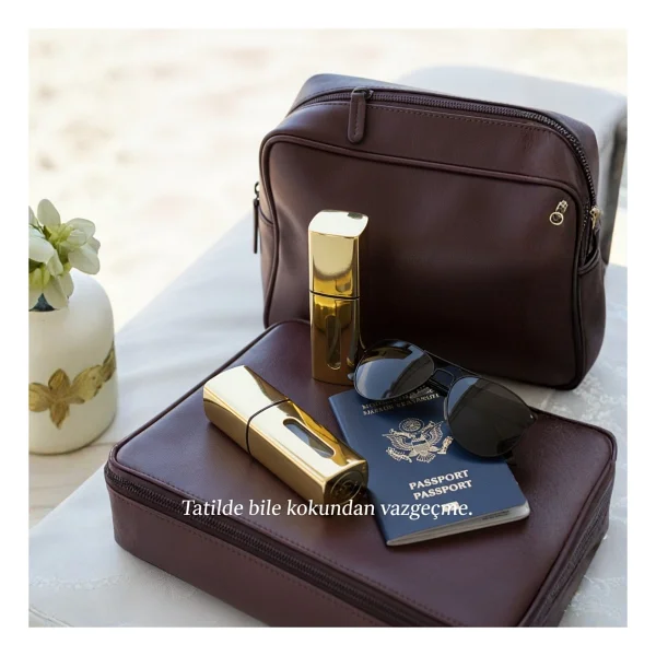 Elegancia Doldurulabilir Cep Parfüm Şişesi 5 Ml Gold Lüks Seyahat Boy Yeniden Doldurulabilir Şişe - Görsel 4