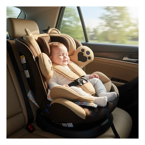 Yoyko Bear 360° Dönebilir Yatabilir Isofix Kahverengi 0-36 Kg Oto Koltuğu - Görsel 3