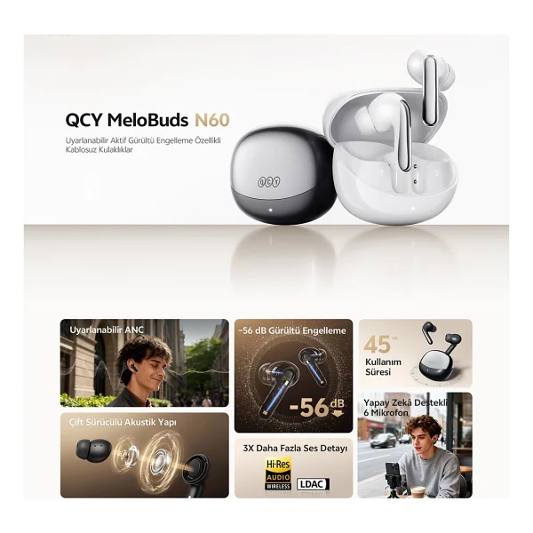 Qcy Melobuds N60 ANC TWS Kulak İçi Bluetooth Kulaklık - Görsel 6