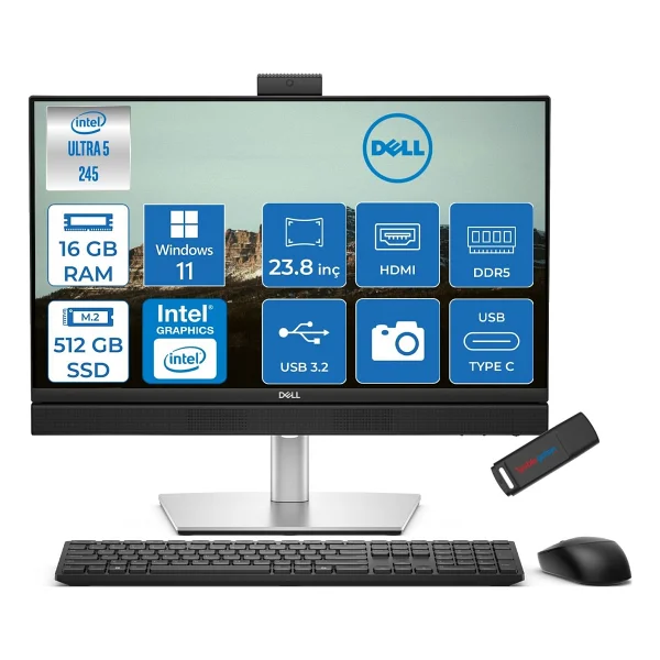 Dell Pro Plus All-In-One Intel Core Ultra 5 245 5.1ghz 16GB Ddr5 512GB SSD Intel Aı Boost Windows 11 Home 23.8'' Fullhd (1920 x 1080) Bilgisayar BTO101QB24250H01 + Zetta Flash Bellek - Görsel 6