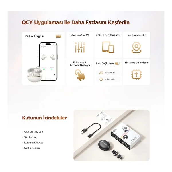 Qcy Crossky C50 TWS Siyah Kulak İçi Bluetooth Kulaklık - Görsel 4