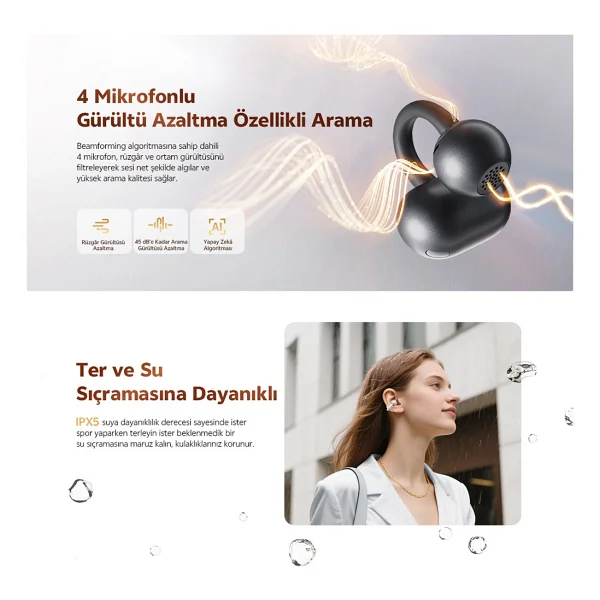 Qcy Crossky C50 TWS Siyah Kulak İçi Bluetooth Kulaklık - Görsel 8