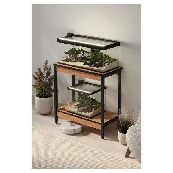Bofigo Akvaryum Sehpası Yan Sehpa Metal Ayaklı Sehpa 80 X 40 Cm Çam - Görsel 3