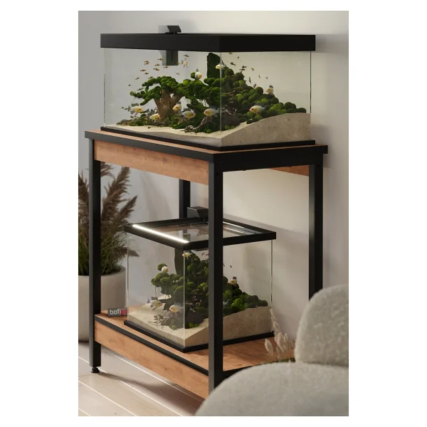 Bofigo Akvaryum Sehpası Yan Sehpa Metal Ayaklı Sehpa 80 X 40 Cm Çam - Görsel 4