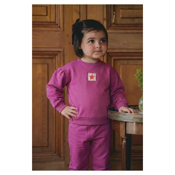 Cigit Etiket Detaylı Sweatshirt Takım 1-7 Yaş Fuşya - 12 - 18 Ay - Görsel 5