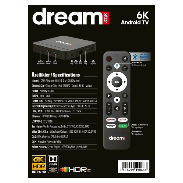 Dreamstar İ6 Plus 64 GB 6k Android TV Box - Görsel 2