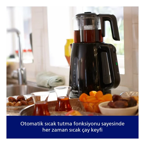 Philips Daily Collection Çay Makinesi, 1700w, 1,9 Lt Su Isıtıcısı, Otomatik Sıcak Tutma, Cam Demlik, Hd7301/00 - Siyah - Görsel 2