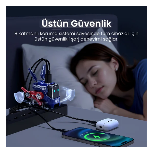 Gravastar Alpha65 65 W Mavi Hızlı Şarj Adaptörü - Görsel 5