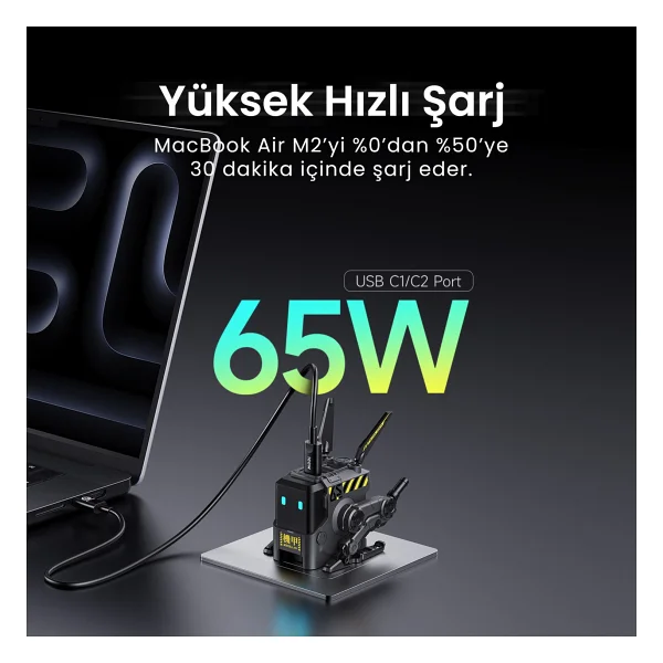 Gravastar Alpha65 65 W Gri Hızlı Şarj Adaptörü - Görsel 2
