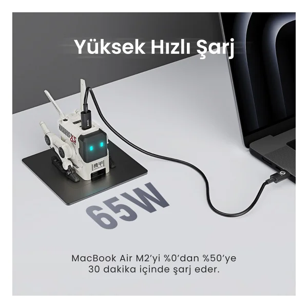 Gravastar Alpha65 65 W Beyaz Hızlı Şarj Adaptörü - Görsel 2