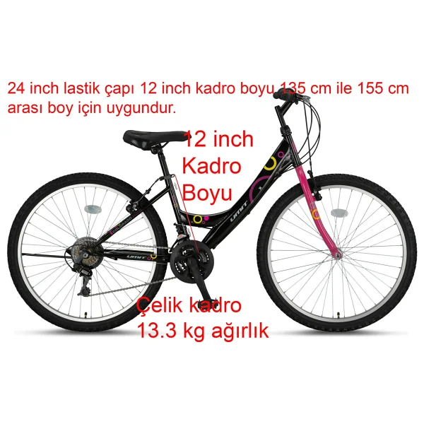 Ümit Colorado 2400 V Siyah-Pembe 21 Vites 24 Jant Kadın Dağ Bisikleti - Görsel 4