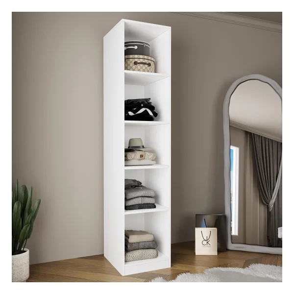 Bimossa KA1040 Goss 45 cm Kapaksız Raflı Gardırop, Açık Giyinme Dolabı, Beyaz Modern Tasarım Kıyafet Dolabı - Görsel 2