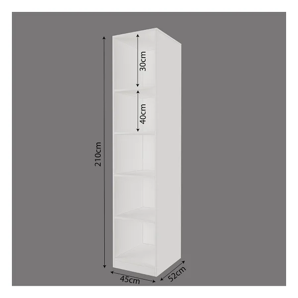 Bimossa KA1040 Goss 45 cm Kapaksız Raflı Gardırop, Açık Giyinme Dolabı, Beyaz Modern Tasarım Kıyafet Dolabı - Görsel 3