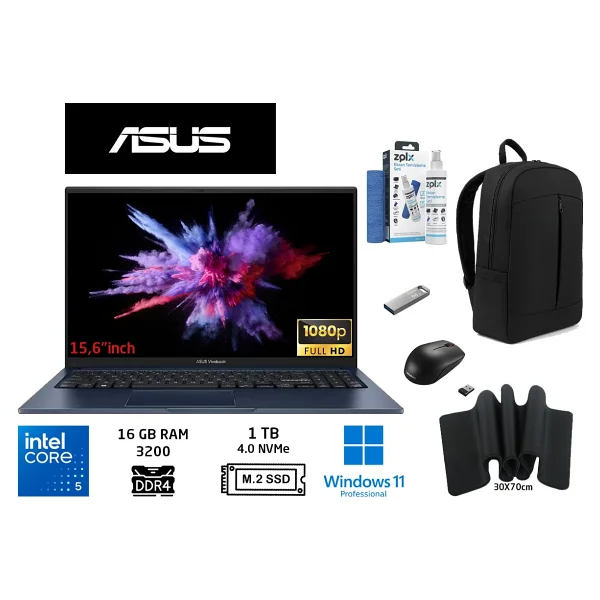 Asus Vivobook 15 X1504VA-NJ3665 Core 5 120U 16 GB 1 TB SSD Intel Graphics 15.6