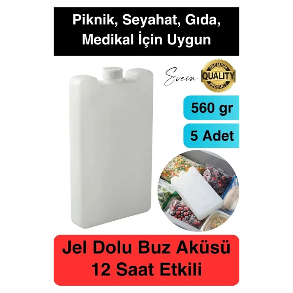 12 Saat Süreli 560 Gr Jel Dolu Buz Aküsü Plastik Soğuk Zincir Gıda Yiyecek Uzun Süre Koruma 5 Adet - Görsel 6
