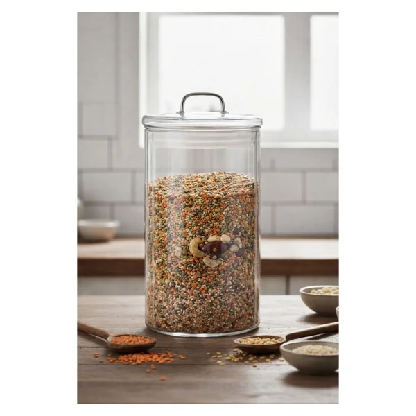 Mien 1700 ml Cam Kavanoz Kapaklı - Bakliyat, Baharat & Kuru Gıda Saklama Kabı - Şeffaf, Dayanıklı Cam - Görsel 7