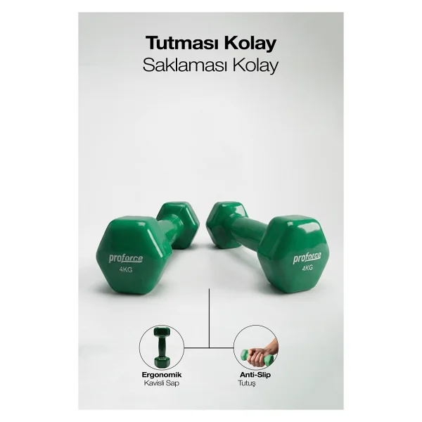 Proforce Vdb Dışı Vinil Kaplı İçi Çelik Döküm Ağırlık Dambıl 4 Kg -Tek Adet - Görsel 2