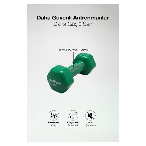 Proforce Vdb Dışı Vinil Kaplı İçi Çelik Döküm Ağırlık Dambıl 4 Kg -Tek Adet - Görsel 3