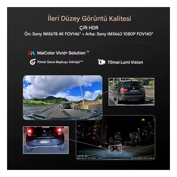 70mai A810s + Rc24 4K Ön Ve Arka Araç Kamerası Seti - Görsel 4