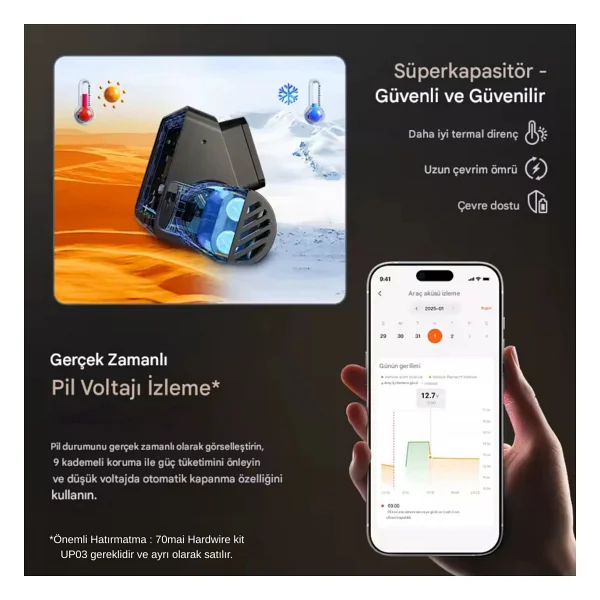 70mai A810s + Rc24 4K Ön Ve Arka Araç Kamerası Seti - Görsel 5