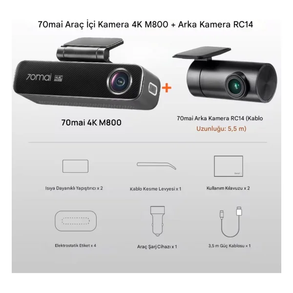 70mai M800 + Rc14 Ön Ve Arka Kamera Seti - Görsel 7