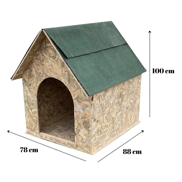 Reyo Köpek Kulübesi Büyük Boy Osb XL Yeşil Çatılı 100x100x78 Cm - Görsel 4