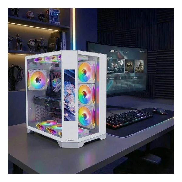 Rampage Nova Beyaz Lcd Ekran Argb Fanlı Atx Oyuncu Kasası - Görsel 2