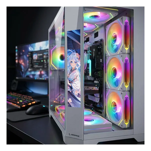 Rampage Nova Beyaz Lcd Ekran Argb Fanlı Atx Oyuncu Kasası - Görsel 3