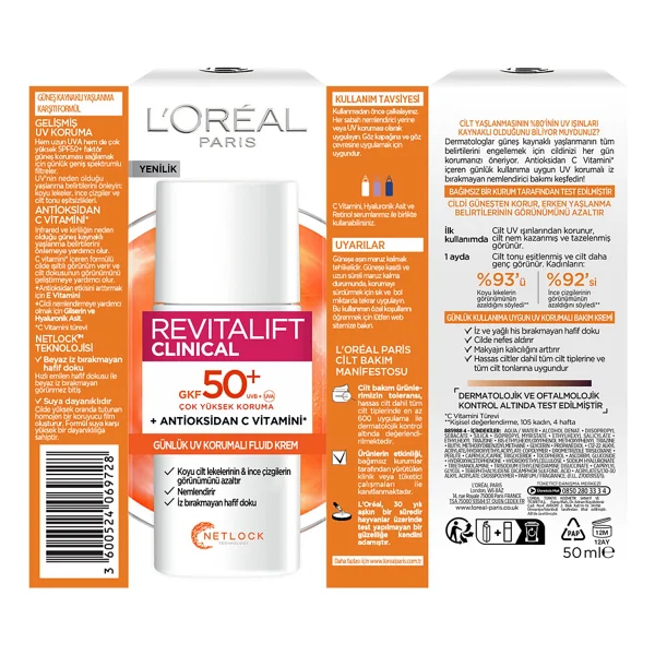 L'oreal Paris Yaz İçin İdeal L'oreal 50+ Spf C Vitaminli Yüz Güneş Kremi Normal Ciltler İçin Parlak Krem - Görsel 3