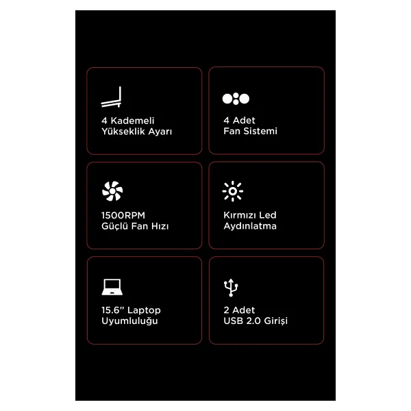 Rampage Ad-Rx34 X-Frame 4 Fanlı Laptop Soğutucu - Görsel 5