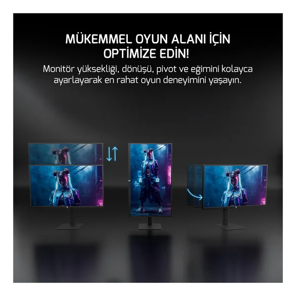 Gamepower Kaze Dual 27'' 0.5 Ms 4K 160 Hz - Full HD 320 Hz Pivot Ips Oyuncu Monitörü - Görsel 5