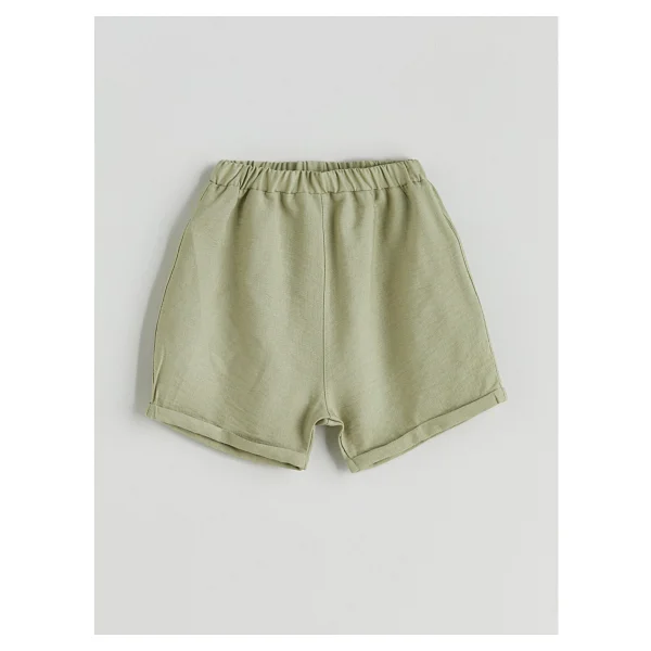 Lc Waikiki Yeni Sezon Basic Erkek Bebek Gömlek Ve Şort 2'li - 3 - 6 Ay - Yeşil - Görsel 5