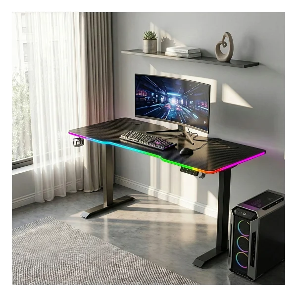 Karr Office G-Flex 140x60 Cm RGB Yükseklik Ayarlı Oyuncu Masası - Görsel 8