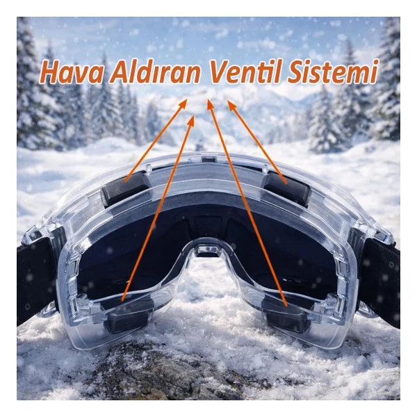 2 Adet Kayak Gözlüğü Aynalı Gökkuşağı Ventilli Güneş Kar Koruyucu Gözlük Uv Korumalı Snowboard Glasses Gözlük - Görsel 3