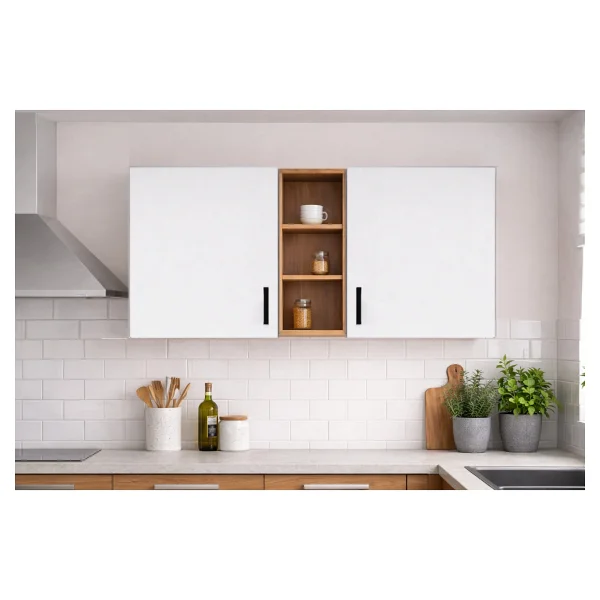 T Designo Katya Üst Modül - 150 cm - Çok Amaçlı Dolap - Antrasit - Atlantik Çam - Görsel 4