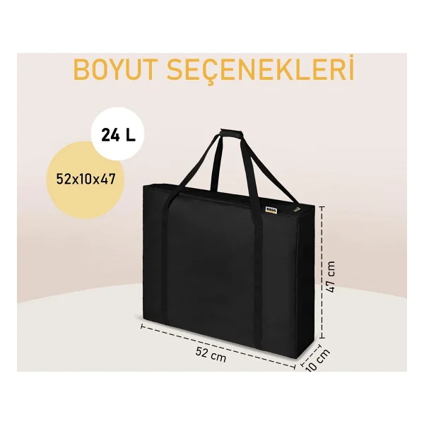 Haegs Haegs Taşıma Çantası, İnce Yassı Çok Amaçlı, Kamp Masası Çantası, Fermuarlı Dayanıklı Saklama Çantası, 24l (52 X 10 X 47 Cm) Siyah - Görsel 2