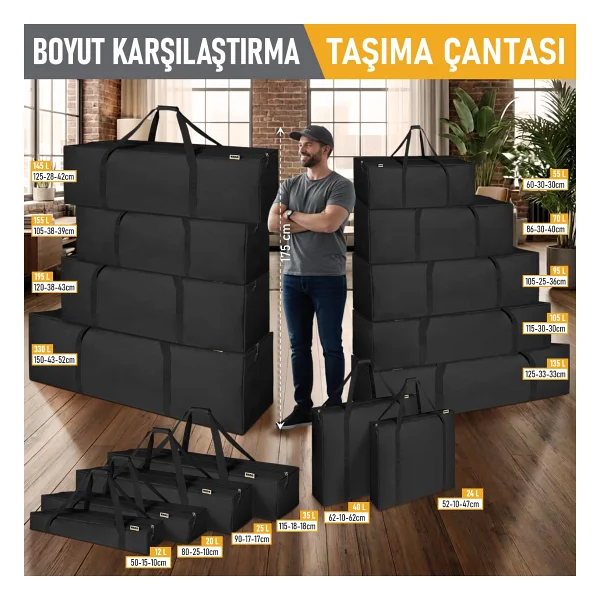 Haegs Haegs Taşıma Çantası, İnce Yassı Çok Amaçlı, Kamp Masası Çantası, Fermuarlı Dayanıklı Saklama Çantası, 24l (52 X 10 X 47 Cm) Siyah - Görsel 4