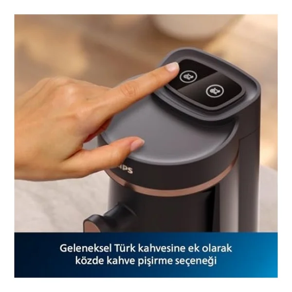 Philips 5000 Serisi Türk Kahvesi Makinesi, 4 Fincan Kapasitesi, Kullanımı Kolay Dokunmatik Tuşlar, Siyah & Metal - Görsel 3