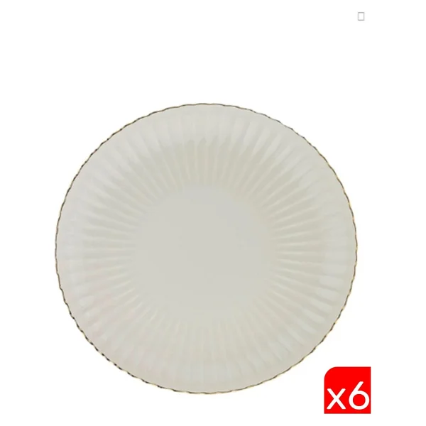 Kütahya Porselen Bone Luz Gold Fileli 27 Cm 6'lı Servis Tabağı - Görsel 4