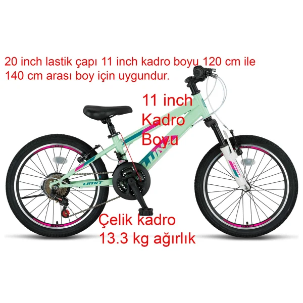 Ümit Luna 2069 V Mint Yeşili 18 Vites 20 Jant Kız Çocuk Bisikleti - Görsel 3