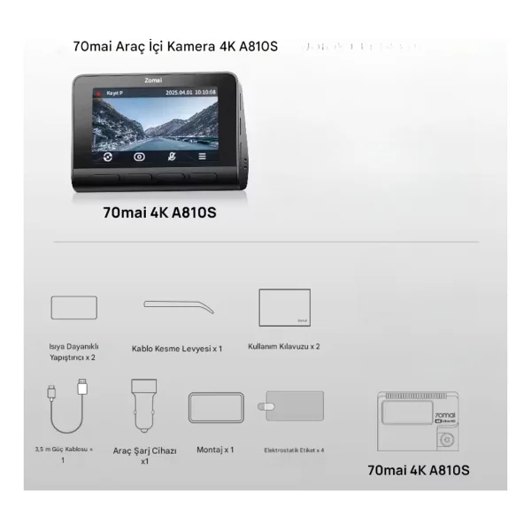 70mai A810s 4K Ön Araç Kamerası - Görsel 7