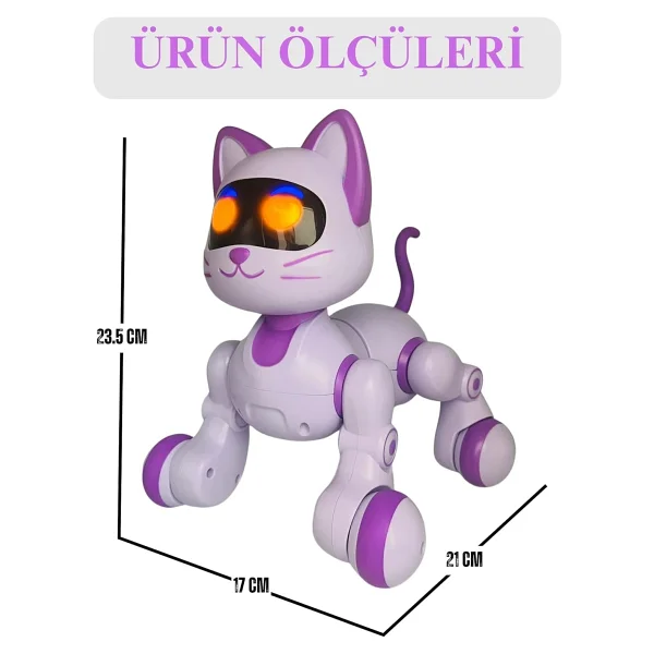 Canda Oyuncak Uzaktan Kumandalı Şarjlı Interaktif Eğitici Ve Öğretici Interaktif Akıllı Robot Kedi - Mor - Görsel 4