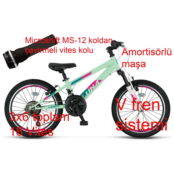 Ümit Luna 2069 V Mint Yeşili 18 Vites 20 Jant Kız Çocuk Bisikleti - Görsel 4